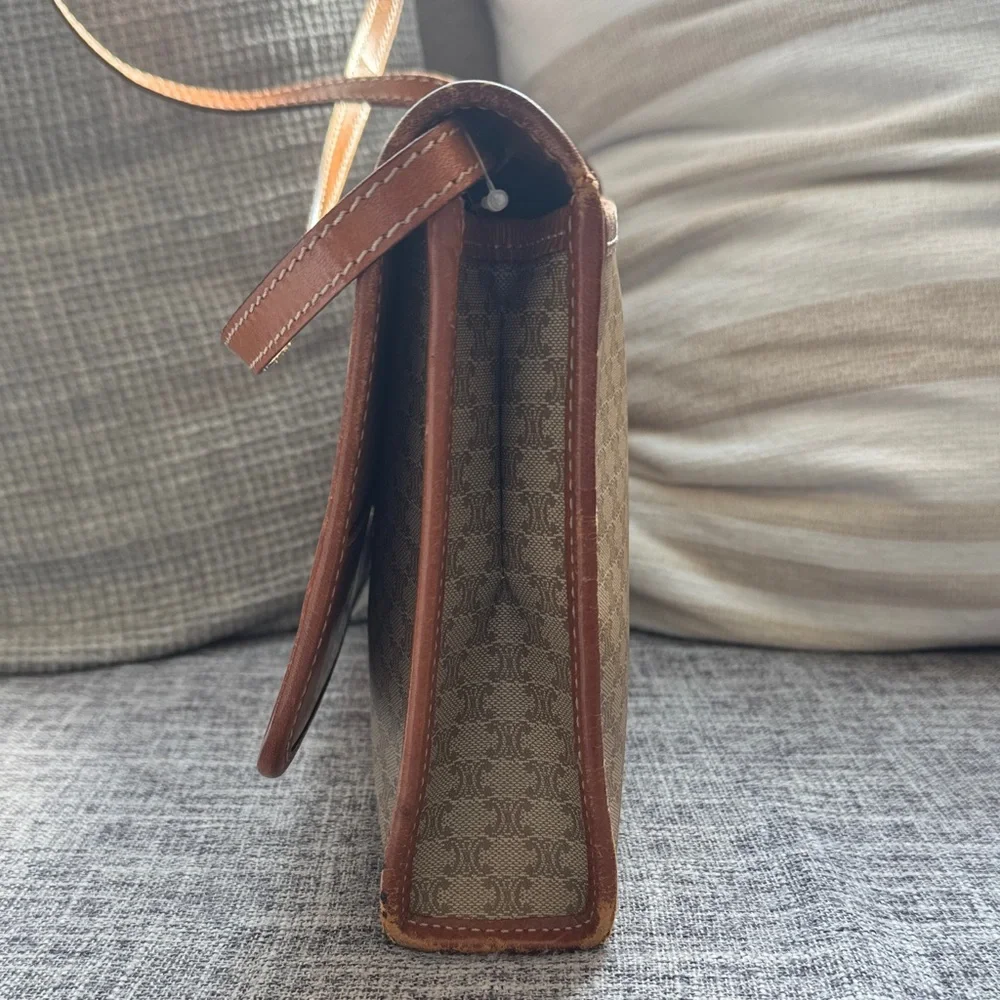 Celine Tan and Brown Patterned Crossbody Bag - Picture 7 of 16